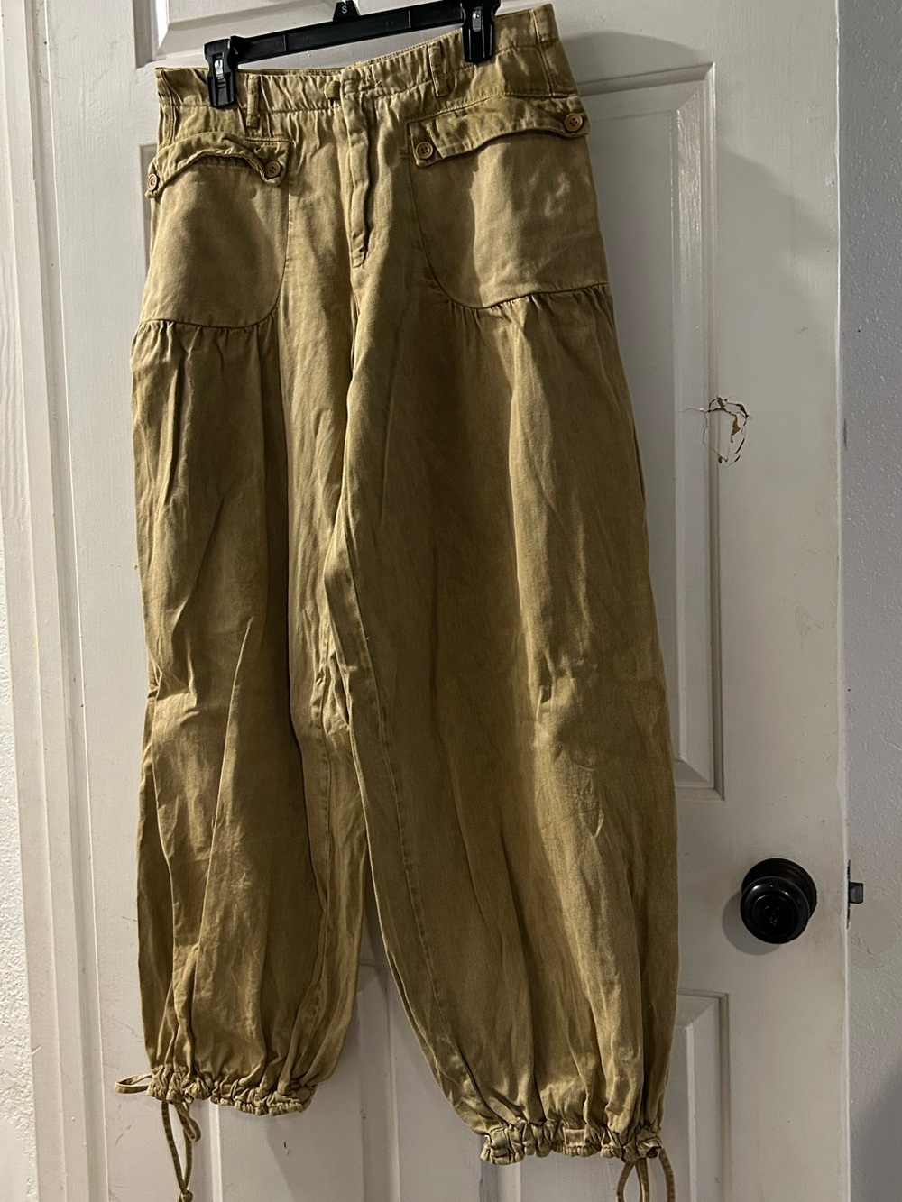 Free People Olive Green Cargo Drawstring Pants